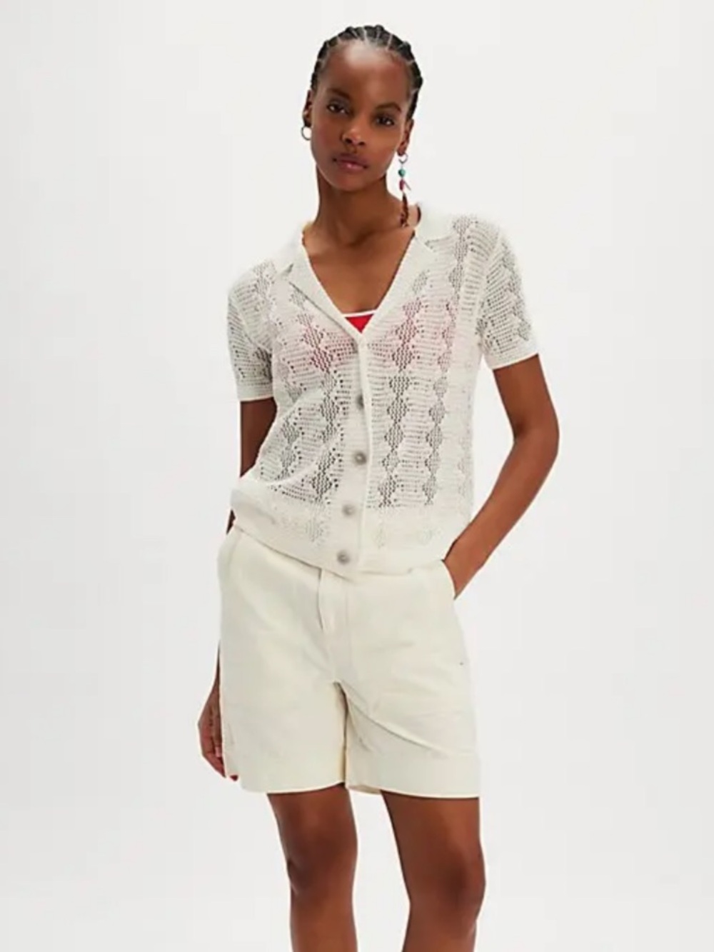 Free People Diamond Polo in Ivory